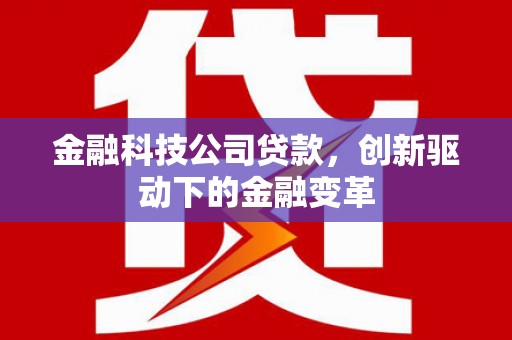 静海金融科技公司贷款，创新驱动下的金融变革