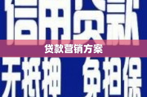 颍上贷款营销方案