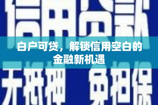 金华白户可贷，解锁信用空白的金融新机遇
