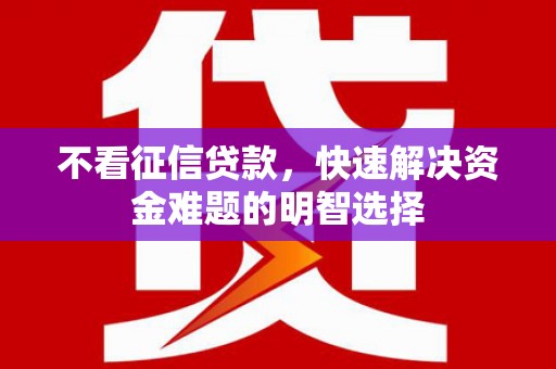新店不看征信贷款，快速解决资金难题的明智选择