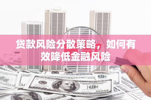 阿莲贷款风险分散策略，如何有效降低金融风险